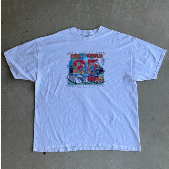 Vintage Washington Ocean Park Hot Rod 2008 Car Show ONP White Shirt Size 2XL - Picture 1 of 5